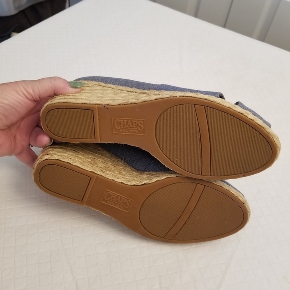Chaps blue denim espadrille shoes wedge heels size 9B - Picture 4 of 6